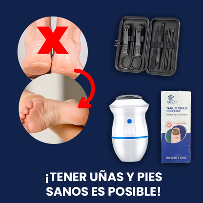Combo Gel Reparador de Uñas + Eliminador de Callos Eléctrico + Kit Arreglo de Uñas